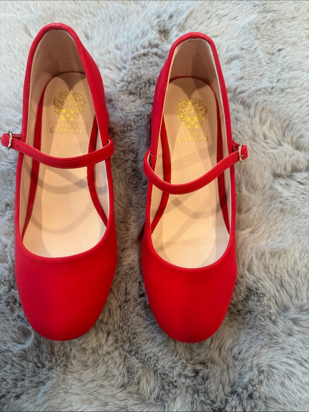 Vince Camuto Girls Brenna2 Red Smooth Suede Mary Jane Block Heel Shoes Size 3M